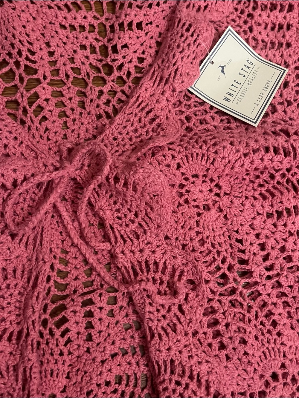 Y2k NWT Crochet cardigan ruffle sweater Rose mauve L boho cowgirl - Picture 4 of 8